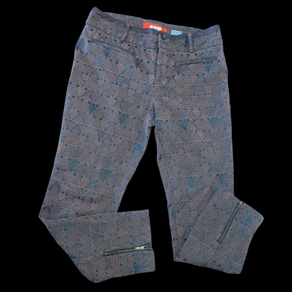 Cartonnier Anthropologie Charlie Ankle Jacquard Textured Geometric Pants size 4 - Picture 2 of 6